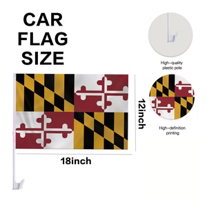 Bandera Personalizada para Ventana de Auto con Logotipo de Maryland, 12x18 Pulgadas, Doble Cara, Poliéster, Diseño Clásico, con Clip y Soporte para Deportes - Product Image 2