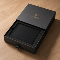 Boîte d'emballage carrée noire personnalisée pour montre connectée, avec ruban, en papier écologique et recyclable, personnalisable