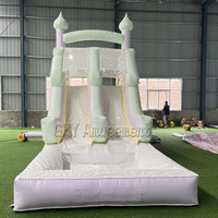 Nouveau toboggan aquatique gonflable populaire en PVC, couleurs pastel mélangées, double toboggan avec piscine