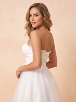Robe de mariée grande taille, col cœur, coupe trapèze, en satin, style robe de bal, sur mesure, vente en gros pour la mariée