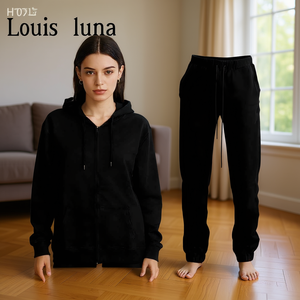 HDJ 2 Piece <b>Set</b> Tracksuit <b>Jogger</b> Suit Oversized Sweatshirt and Pants Loungewear Activewear H7021-1Sweatshirt+H7024-1Pants - Product Image 2