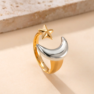 2025 New 18K Vàng Mạ Vàng Bạc Có Thể Điều Chỉnh Chunky Thép Không Gỉ Sao Trăng Vuông Nước Drop Bóng Trái Tim Tam Giác Vòng - Product Image 2