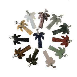 Colgantes de piedra de árbol de <span class=keywords><strong>coco</strong></span> de cristal natural pulido al por mayor para hacer joyas DIY - Product Image 1