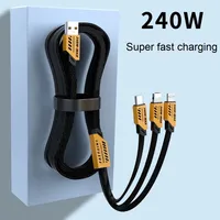 Cable de Datos Tipo C TPE Tres en Uno de 240W con Blindaje Trenzado, Carga Rápida de 5A y Conductor de Cobre Estañado para iPhone
