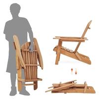 Fauteuil de patio en bois massif pliable Adirondack semi-assemblé pour jardin, cour arrière, piscine
