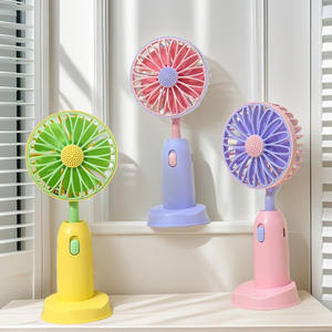 Mini ventilateur de <span class=keywords><strong>bureau</strong></span> silencieux à piles au lithium rechargeable par USB, motif petit pot de fleurs mignon, idéal pour l'été, cadeau d'anniversaire pour <span class=keywords><strong>fille</strong></span> - Product Image 4