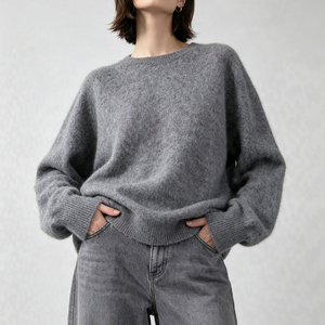 Atacado Suéter Feminino de Lã Escovada para Outono Inverno, Malha Gola Redonda, Cores Variadas, Clássico de Lã Caxemira - Product Image 5