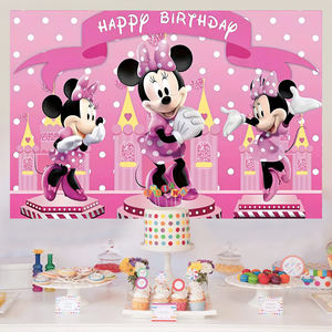 Promotional <strong>Party</strong> <strong>Supplies</strong> <strong>Minnie</strong> &amp; Mickey <strong>Mouse</strong> Theme Banner Backdrop Background For <strong>Party</strong> Birthday Background Decoration - Product Image 1