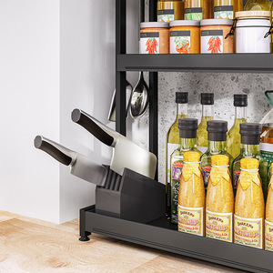 Kitchen <b>Storage</b> Rack Multi Layer Stainless Steel Spice Condiment Organizer Countertop Minimalist Design - Product Image 1