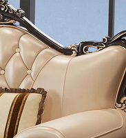 Canapé d'angle en cuir haut de gamme européen, combinaison tissu et cuir, pour salon, avec structure en bois massif sculpté