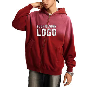 Ventes chaudes, sweat-shirts pour hommes vintage lavés, à fermeture éclair, amples, décontractés, épaules tombantes, dégradé de couleurs, sweat-shirts à fermeture éclair intégrale pour hommes - Product Image 4