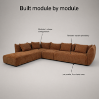 Canapé d'angle en tissu chenille brun rouille en forme de L avec chaise longue et coussins, ensemble de canapés modernes pour salon