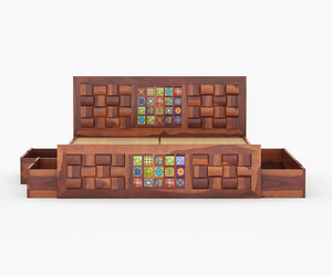 เตียงไม้ชีแชมสีน้ำผึ้ง ดีไซน์หรูหรา แข็งแรง ทนทาน พร้อมผิวสัมผัสเรียบเนียน เฟอร์นิเจอร์ห้องนอนคุณภาพสูง - Product Image 1