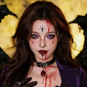 Halloween tatuaggi temporanei adesivi Halloween Gothic suora di ispirazione occhi piangenti con croci tatuaggio impermeabile per il braccio del viso - Product Image 5