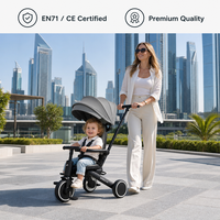 Tricycle pliable BEBELUX à 3 roues en alliage d'aluminium et plastique pour enfants de 1 à 6 ans avec 1 an de garantie