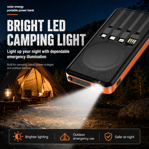 Banco de Energía Solar de 10000 mAh, Cargador Portátil, Batería <span class=keywords><strong>Externa</strong></span> Recargable por USB con Cables Integrados <span class=keywords><strong>para</strong></span> Viajes y Campamentos - Product Image 5
