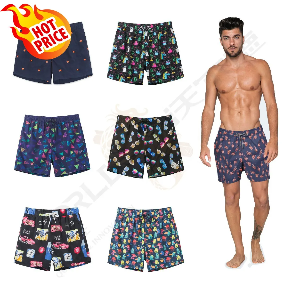 Custom short swim trunk Mens swim Shorts 15" repreve Breathable waterproof swim trunks for men