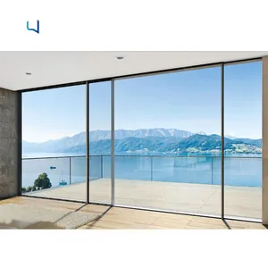 Venta al por mayor puertas de la sala de estar-Diseño minimalista Delgado Marco de puerta corredera con marco de aluminio corredera de la puerta de vidrio
