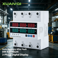 Relais de surveillance de tension triphasé 100A sur rail DIN 220/380V, protecteur de tension automatique contre les surtensions et les sous-tensions avec certification CE CB
