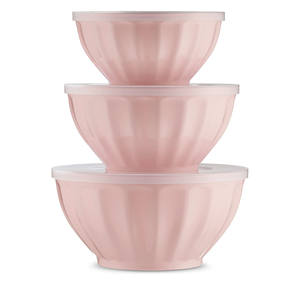 Set di 3 Ciotole Estetiche in Plastica con Coperchi, Adatte al Microonde, Impilabili per Conservazione Alimenti e Preparazione Pasti in Cucina - Product Image 4