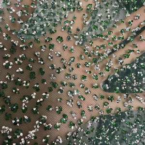 Dentelle en tulle scintillante à paillettes, diamants et strass, très vendue - Product Image 1