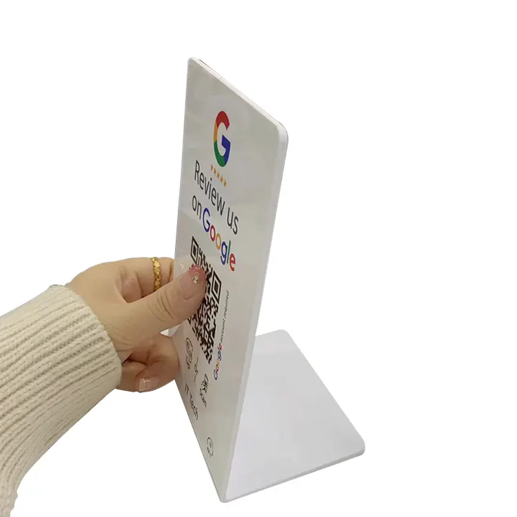 Personalizzabile Google Review NFC Stand Card con codice QR Contactless 213 215 Tap acrilico Display Stand Card