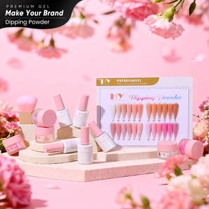 Hanyi OEM Premium Natural Vegan Dip Powder Set 24 Couleurs 18ml Séchage à l'air Faible odeur LED Cured Usage professionnel - Product Image 1