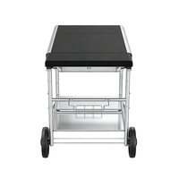 Chariot de barbecue d'extérieur Pinnovo en acier inoxydable avec four à pizza et plancha, chariot de service pour terrasse, patio et camping