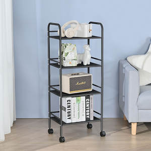 공간 절약 3 4 5 계층 스토리지 주최자 랙 이동식 선반 트롤리 금속 롤링 스토리지 카트 주방 욕실 거실 용 - Product Image 1