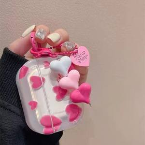 Étui pour écouteurs dessin animé <span class=keywords><strong>fleur</strong></span> amour coeur pour <span class=keywords><strong>AirPods</strong></span> 4 3 2 1 Pro2 Pro housse de protection pour casque transparent en TPU souple avec crochet - Product Image 4