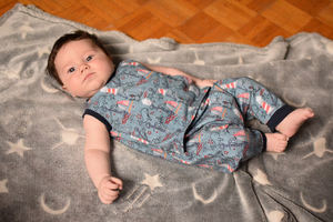 Barboteuse <span class=keywords><strong>en</strong></span> bambou à manches courtes, vêtements d'été personnalisés, enveloppe à changement facile, sans fermeture éclair, OEM, - Product Image 5