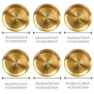 Custom <strong>Gold</strong> <strong>Charger</strong> <strong>Plates</strong> Outdoor Camping Serving Tray Decorative Round Restaurant Korean 304 Stainless Steel Dinner <strong>Plate</strong> - Product Image 3