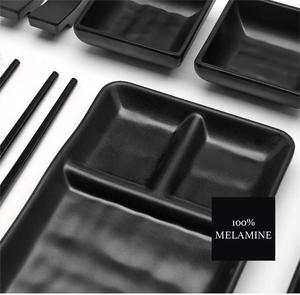 Juego de platos de sushi de estilo japonés de 16 piezas, <span class=keywords><strong>vajilla</strong></span> de melamina irrompible negra, apta para lavavajillas, <span class=keywords><strong>vajilla</strong></span> de Camping - Product Image 3