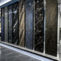 Fabricant Carreaux de Pierre Noire de Luxe, Dalles de Sol et Mur en Marbre Brillant 750x1500, KTV, Hôtel, Carreaux de Sol Vente en Gros Usine
