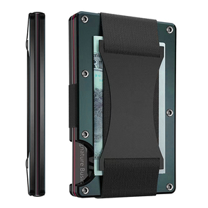 Porte-cartes minimaliste <span class=keywords><strong>Lida</strong></span>, nouveau design, pour homme, avec bande élastique noire, pince à billets, facile à transporter, portefeuille en aluminium RFID, porte-badge - Product Image 6