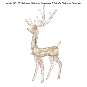 ของตกแต่งคริสต์มาสรูปกวางเรนเดียร์อะคริลิกขนาด 4 ฟุต พร้อมไฟ LED สีสันสดใส - Product Image 1