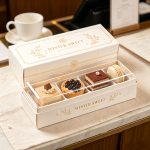 <span class=keywords><strong>Boîte</strong></span> d'emballage en papier kraft recyclable avec fenêtre transparente pour desserts, biscuits et cupcakes, vente en gros - Product Image 3