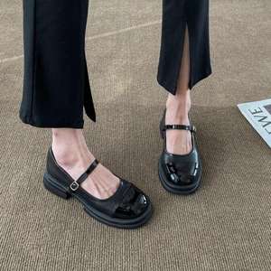 Scarpe estive da <span class=keywords><strong>donna</strong></span> di grandi dimensioni con suola spessa una <span class=keywords><strong>linea</strong></span> con tacco piatto scarpe Mary Jane piccole scarpe in pelle <span class=keywords><strong>donna</strong></span> - Product Image 2