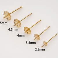 AU750 boucles d'oreilles fines or véritable goujon fleur montage réglage bijoux résultats boucle d'oreille poste 18k bricolage réglage pour perle