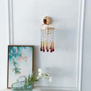 Lampu Dinding Kaca Amber Vintage Italia Bentuk Tetesan Air Gaya Nordic Retro K9 Kristal Bening Lampu Dinding AC110V AC220V E14 Lampu Dinding LED - Product Image 4