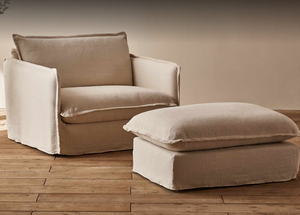 Sofá Extensible de Tres Plazas de Tela de Lino Estilo Wabi-Sabi, Desmontable y Lavable, para Sala de Estar, Villa, Escuela, Personalizable - Product Image 6