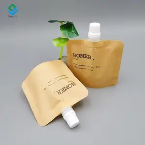 Spout Stand Bag Custom Printed Kraft Refill Spout Pouch Brown White Paper Hand Soap Stand Up Packaging Bags For Skincare Liquid And Powder