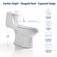 WC monobloc en céramique blanc moderne à double chasse, à évacuation verticale, avec abattant à fermeture douce, pour salle de bain et hôtel, automatique et économique
