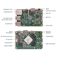 Radxa ROCK 4A+ (Plus) Rockchip OP1 SoC, Placa de Desarrollo de Computadora de Placa Única de Seis Núcleos, Mini Placa Base para Proyectos de IA y Medios