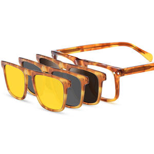 Nouvelles montures de <span class=keywords><strong>lunettes</strong></span> optiques carrées en acétate 3 en 1 pour tous les visages <span class=keywords><strong>Lunettes</strong></span> à <span class=keywords><strong>clip</strong></span> magnétique Vision nocturne polarisée Lentille <span class=keywords><strong>3D</strong></span> - Product Image 2