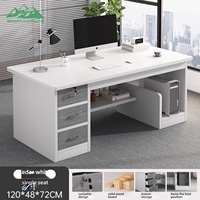 Escritorio de Computadora Moderno con Panel de MDF con Cerradura, Cajones de Almacenamiento, Superficie Extensible para Oficina en Casa, Dormitorio de Estudiantes, Estación de Trabajo