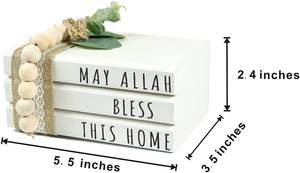กองหนังสือไม้ขนาดเล็กอาจอัลเลาะห์อวยพรบ้านนาอิสลามอิสลามสำหรับตกแต่งรอบเดือนรอมฎอนทาสีโลหะวัสดุธรรมชาติที่ทำด้วยมือ - Product Image 4
