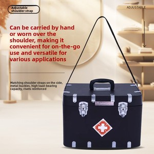 Trousse de premiers secours portable en cuir <span class=keywords><strong>vintage</strong></span> rouge, grande capacité, pour médecin de campagne et visites - Product Image 1