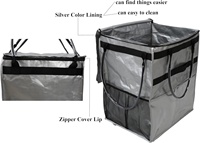 Sac de courses réutilisable en PLA avec roulettes, grande capacité, chariot de courses pliable, sac à roulettes, poignée robuste (argent moyen)