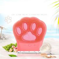 Brosse nettoyante électrique pour le visage, nettoyeur de pores, brosse faciale en silicone, design patte de chat